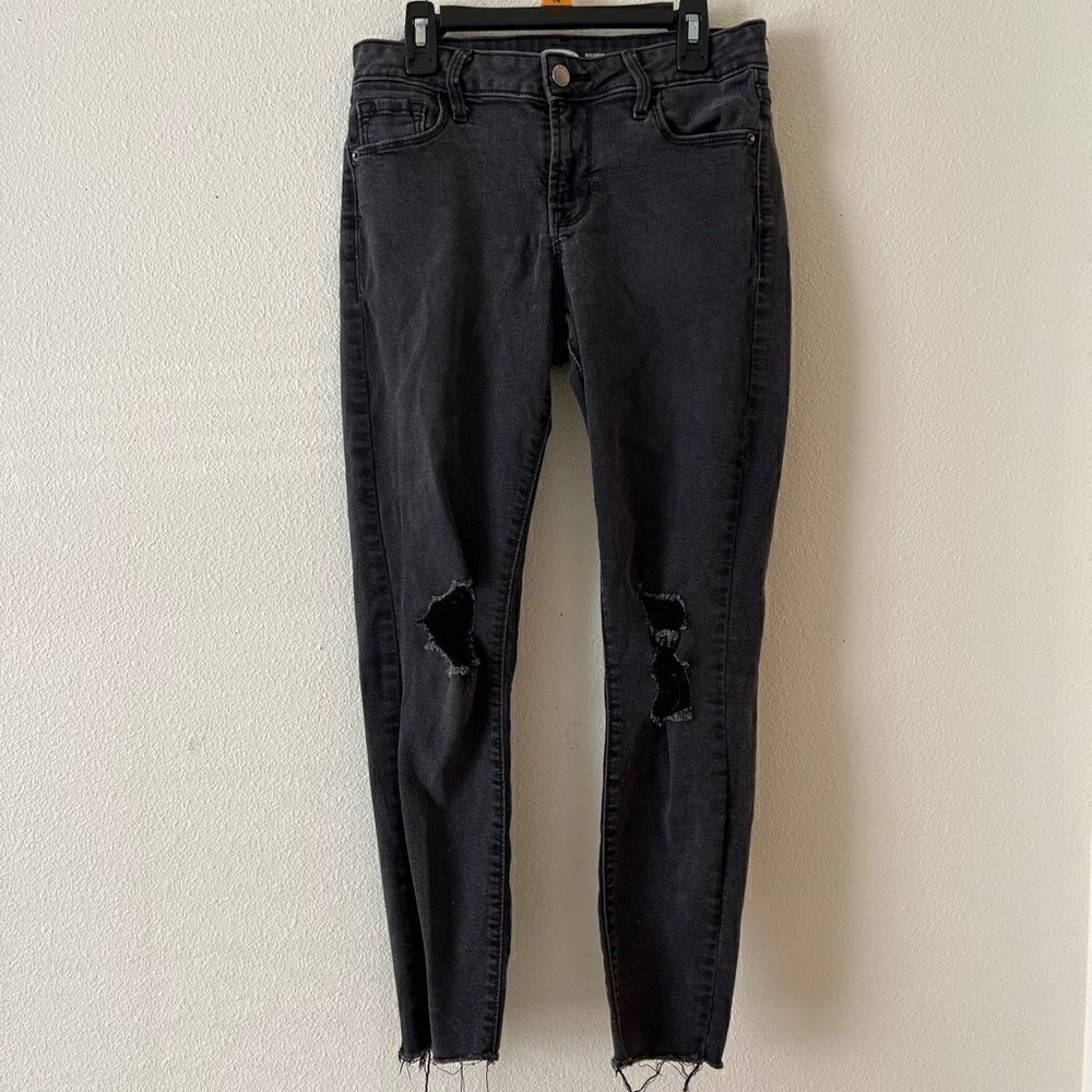 Old Navy Rockstar Super Skinny Ankle Jeans Women’s 6 Black Distressed